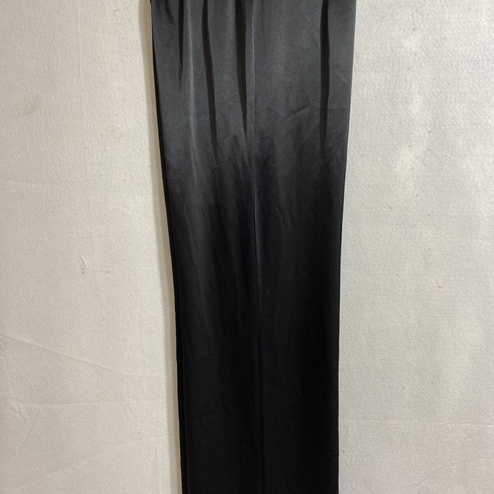 ST. JOHN CAVIAR Women Black Caviar 1/2 Elastic Waist w/Side Zipper Wide Leg Sz 6